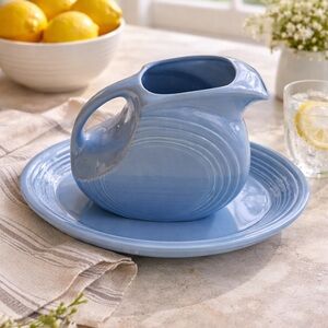 Vintage inspired fiesta disc pitcher and serving platter- periwinkle blue
